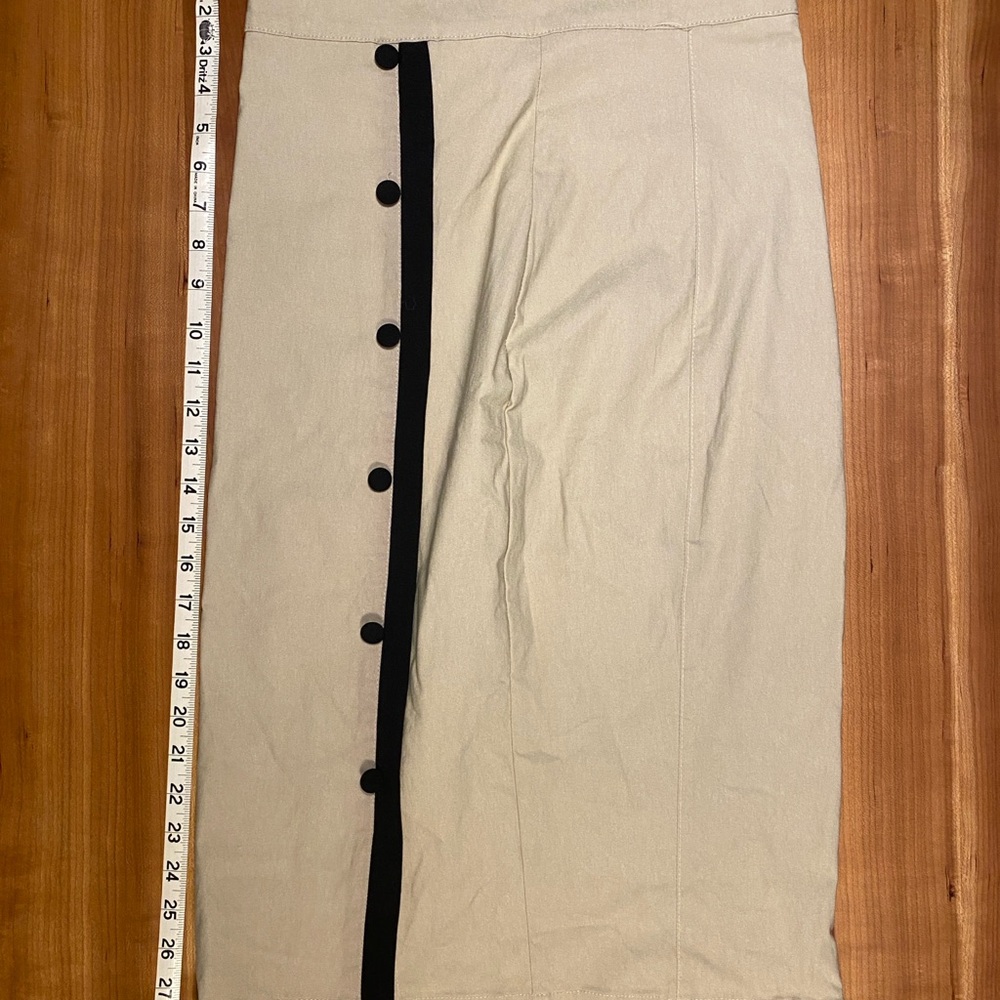 Sexy Secretary Pencil Skirt Taupe/Beige with Black Accents